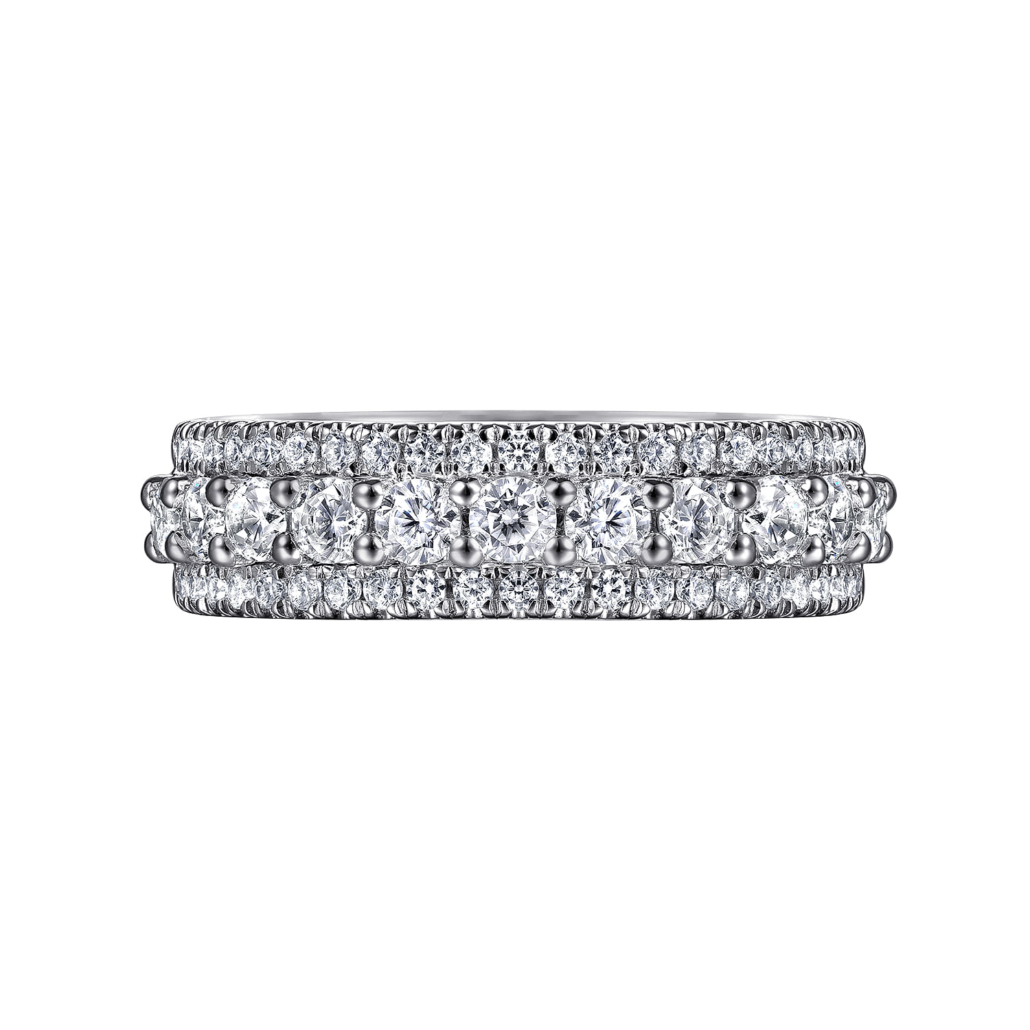 Fancy Wedding Ring in 14k White Gold with Round Natural Diamond at Gabriel & Co. - Shot 5