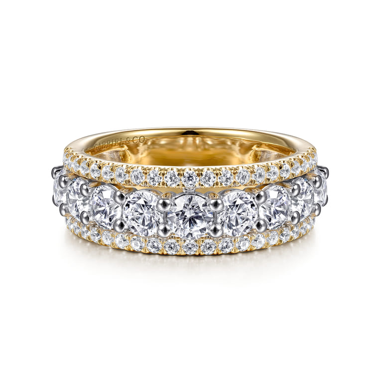 Fancy Wedding Ring in 14k Yellow/white Gold with Round Natural Diamond at Gabriel & Co. - Shot 1
