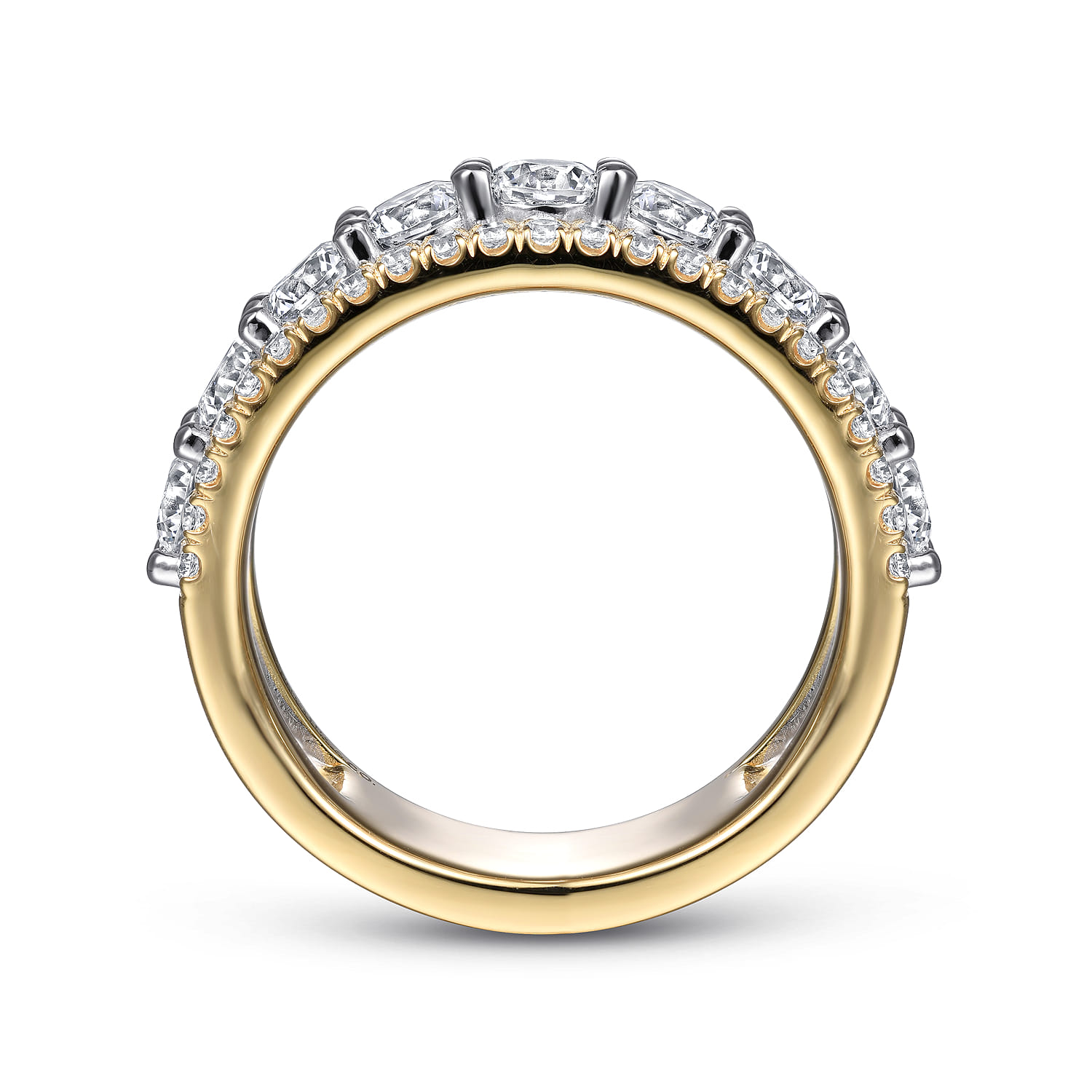 Fancy Wedding Ring in 14k Yellow/white Gold with Round Natural Diamond at Gabriel & Co. - Shot 2