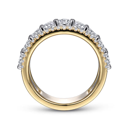 Nash - Wide 14K White-Yellow Gold Diamond Anniversary Band