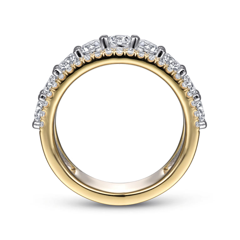Fancy Wedding Ring in 14k Yellow/white Gold with Round Natural Diamond at Gabriel & Co. - Shot 2