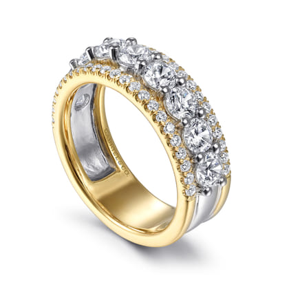 Nash - Wide 14K White-Yellow Gold Diamond Anniversary Band