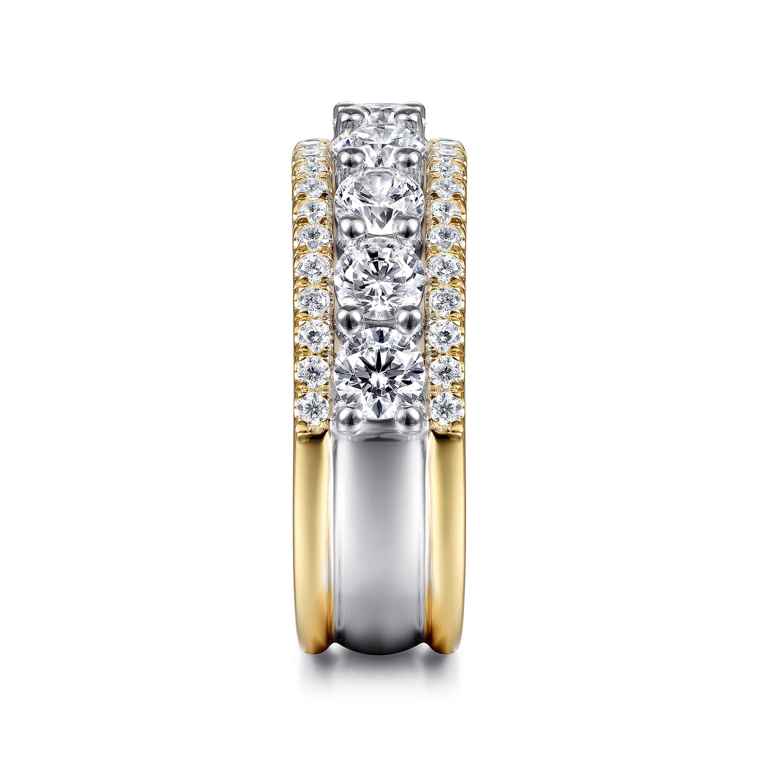 Fancy Wedding Ring in 14k Yellow/white Gold with Round Natural Diamond at Gabriel & Co. - Shot 4