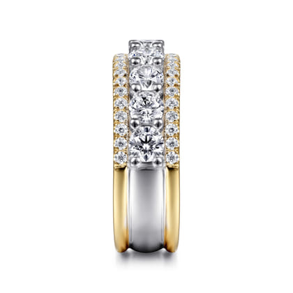 Nash - Wide 14K White-Yellow Gold Diamond Anniversary Band