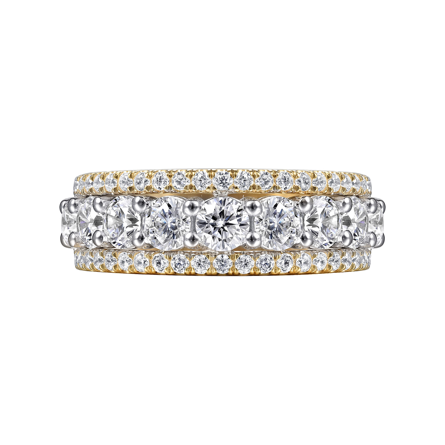 Fancy Wedding Ring in 14k Yellow/white Gold with Round Natural Diamond at Gabriel & Co. - Shot 6