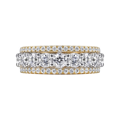 Nash - Wide 14K White-Yellow Gold Diamond Anniversary Band