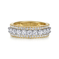 Nash - Wide 14K White-Yellow Gold Diamond Anniversary Band