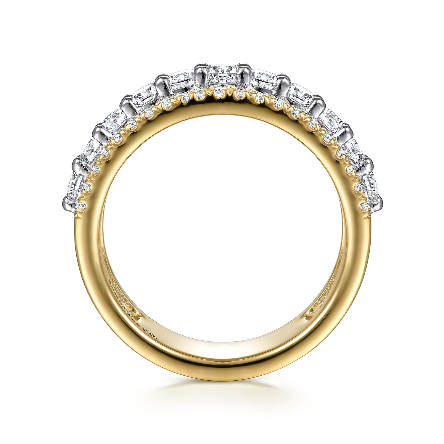 Fancy Wedding Ring in 14k Yellow/white Gold with Round Natural Diamond at Gabriel & Co. - Shot 2