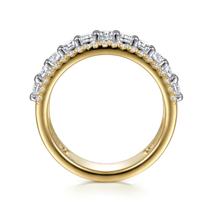 Nash - Wide 14K White-Yellow Gold Diamond Anniversary Band