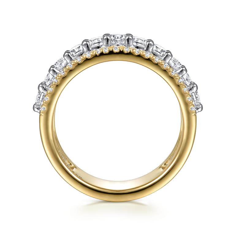 Fancy Wedding Ring in 14k Yellow/white Gold with Round Natural Diamond at Gabriel & Co. - Shot 2