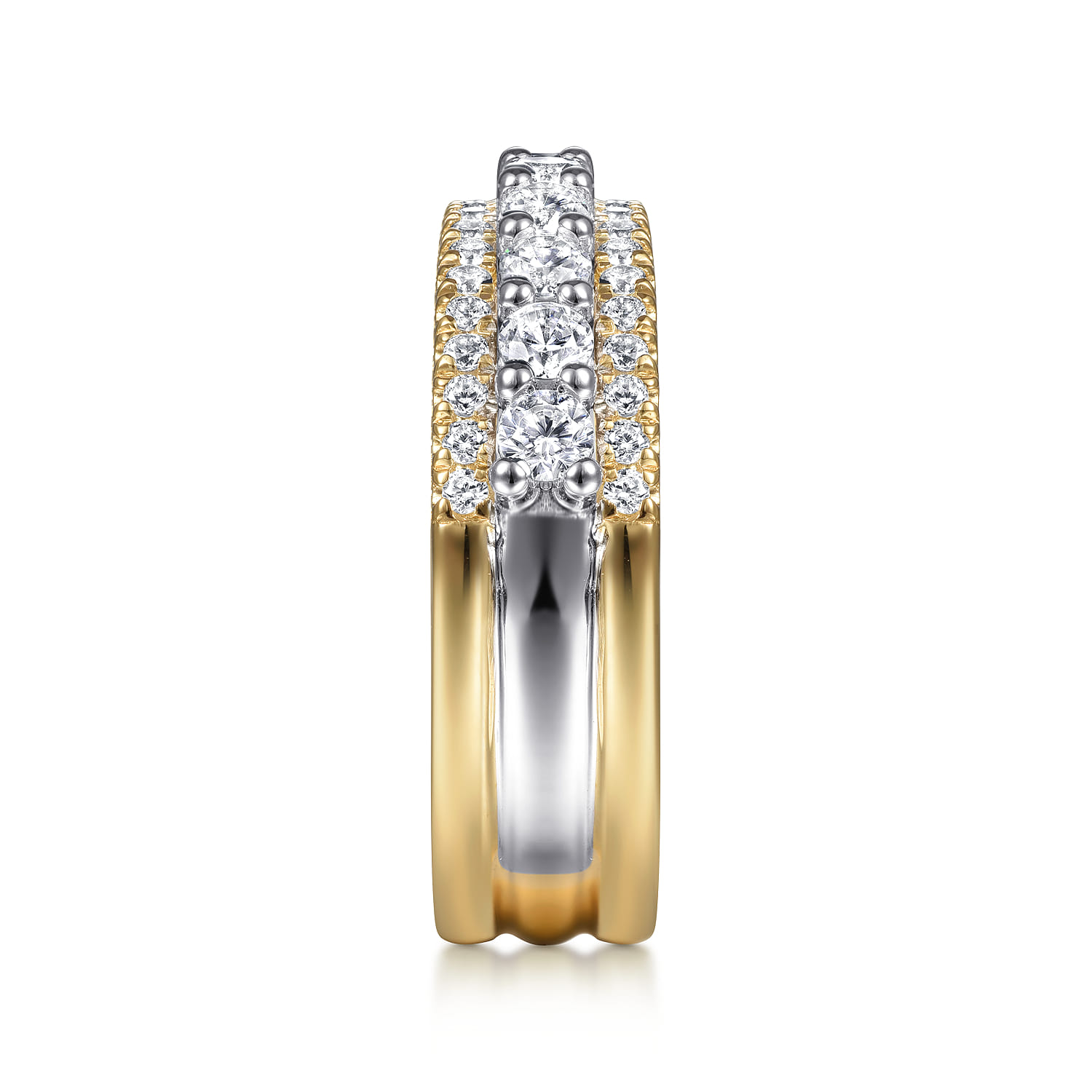 Fancy Wedding Ring in 14k Yellow/white Gold with Round Natural Diamond at Gabriel & Co. - Shot 4
