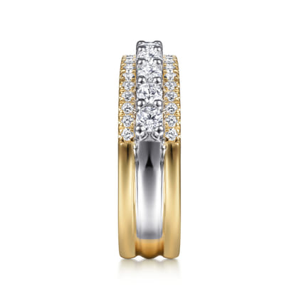 Nash - Wide 14K White-Yellow Gold Diamond Anniversary Band