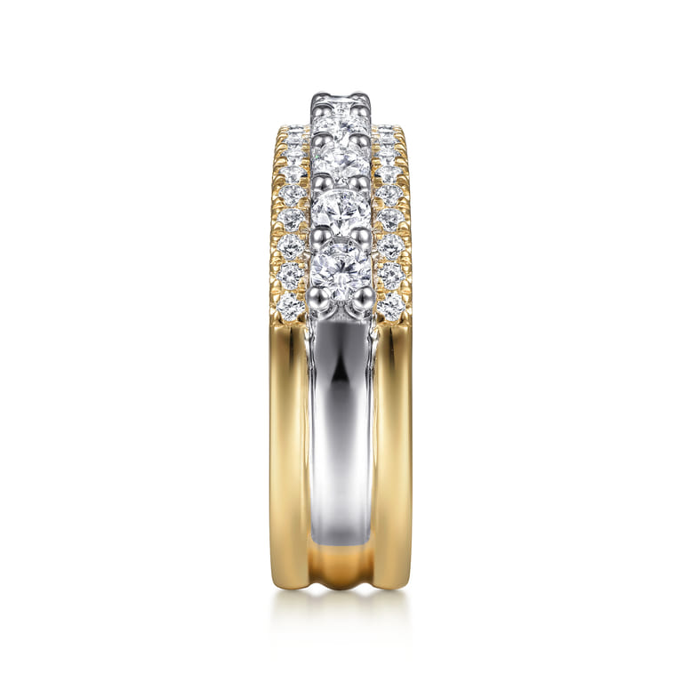 Fancy Wedding Ring in 14k Yellow/white Gold with Round Natural Diamond at Gabriel & Co. - Shot 4