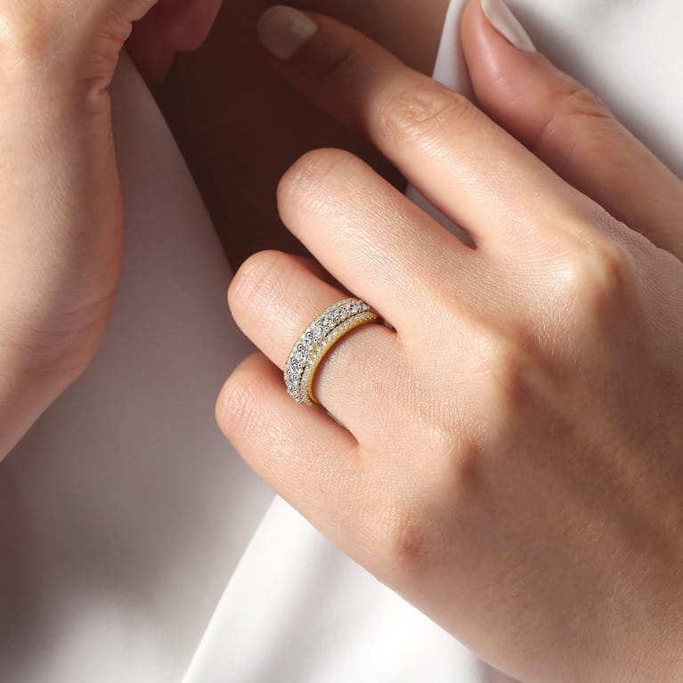 Fancy Wedding Ring in 14k Yellow/white Gold with Round Natural Diamond at Gabriel & Co. - Shot 5