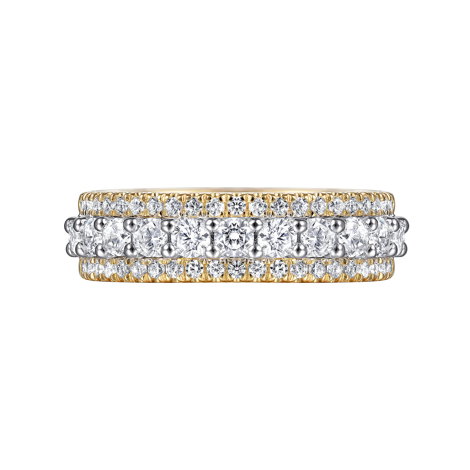 Fancy Wedding Ring in 14k Yellow/white Gold with Round Natural Diamond at Gabriel & Co. - Shot 6