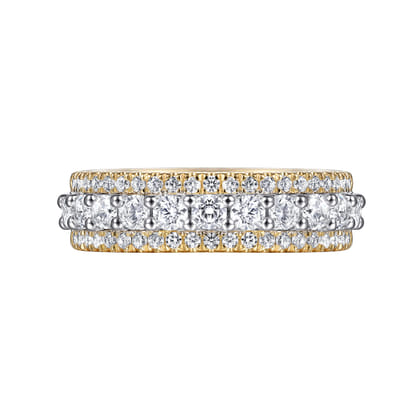 Nash - Wide 14K White-Yellow Gold Diamond Anniversary Band