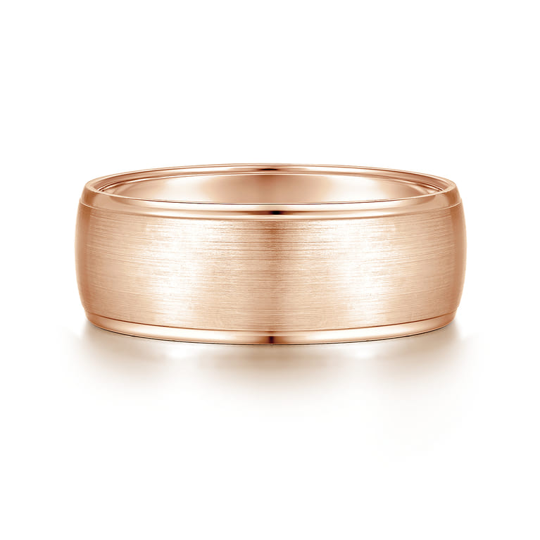 Nathaniel - 14K Rose Gold 8mm - Men's Wedding Band in Satin Finish - Shot 1
