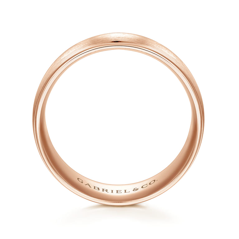 Nathaniel - 14K Rose Gold 8mm - Men's Wedding Band in Satin Finish - Shot 2