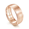 Nathaniel - 14K Rose Gold 8mm - Men's Wedding Band in Satin Finish