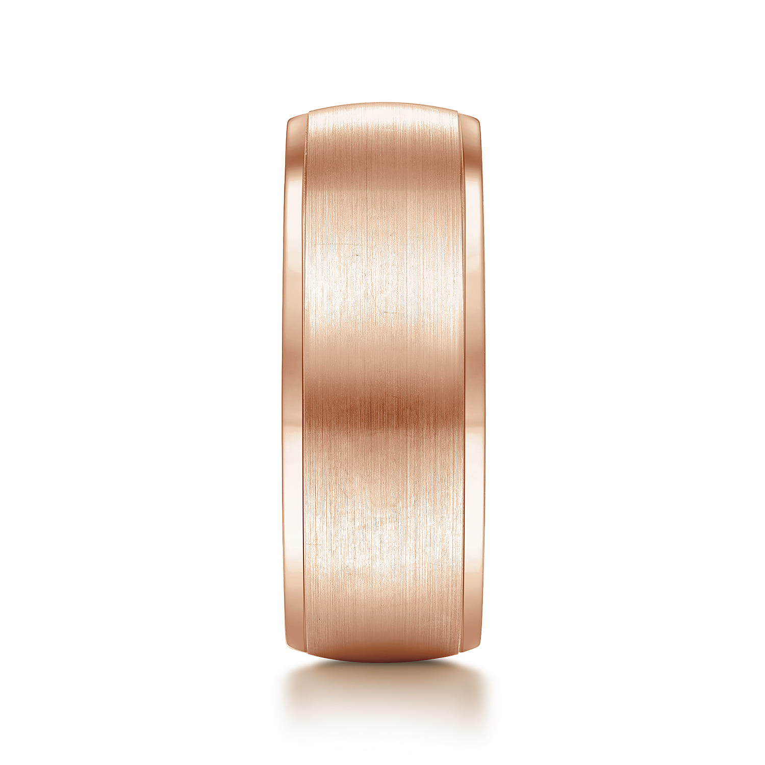 Nathaniel - 14K Rose Gold 8mm - Men's Wedding Band in Satin Finish - Shot 4