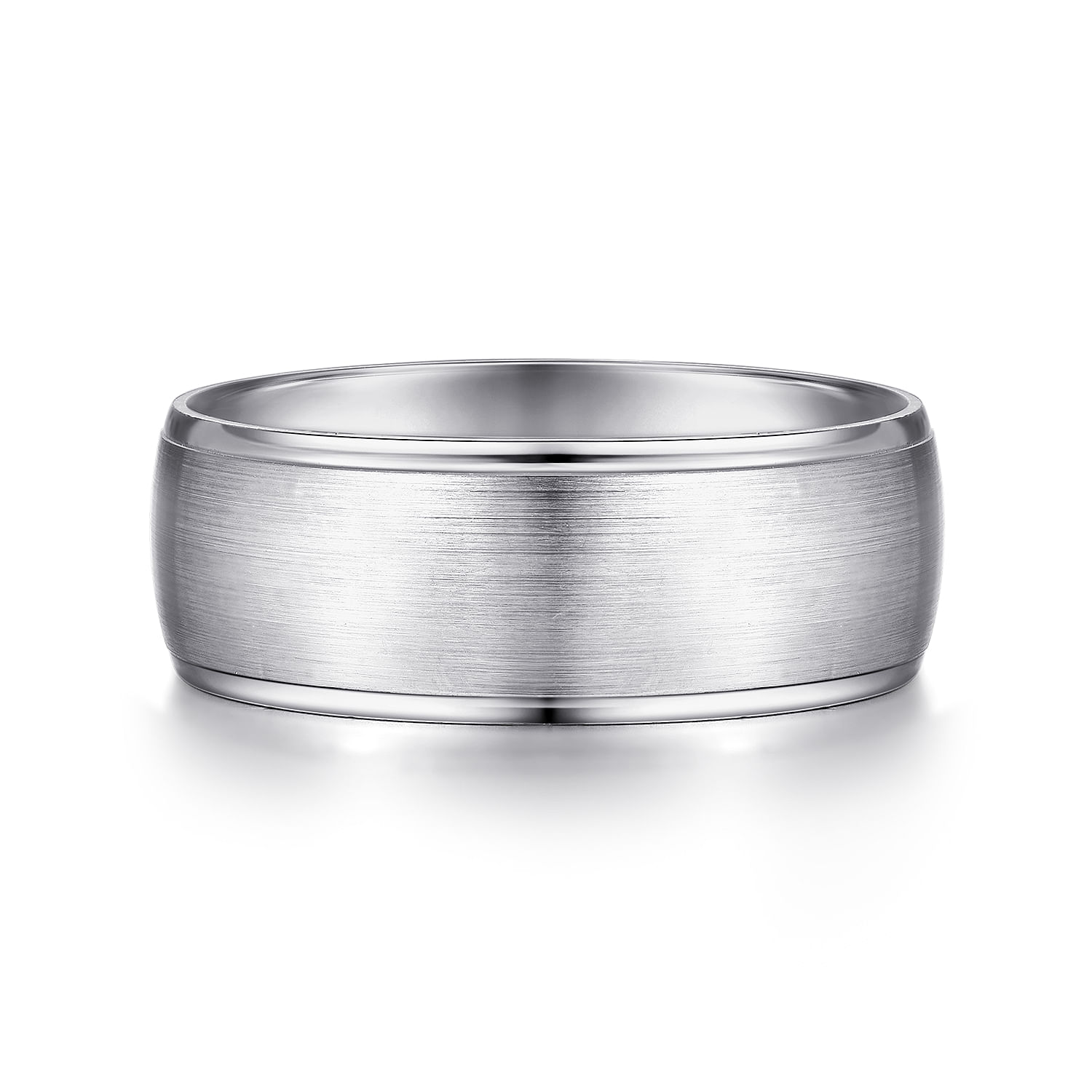 Nathaniel - 14K White Gold 8mm - Men's Wedding Band in Satin Finish