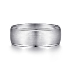 14K White Gold 8mm - Men's Wedding Band in Satin Finish