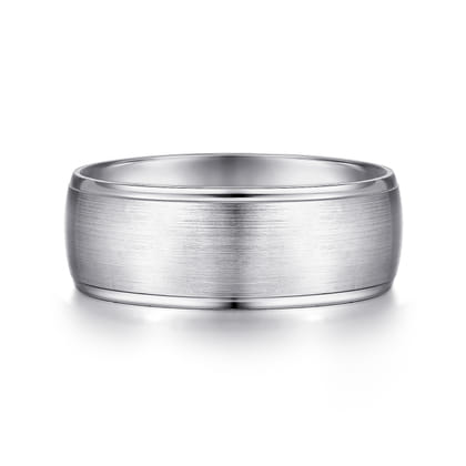 Nathaniel - 14K White Gold 8mm - Men's Wedding Band in Satin Finish