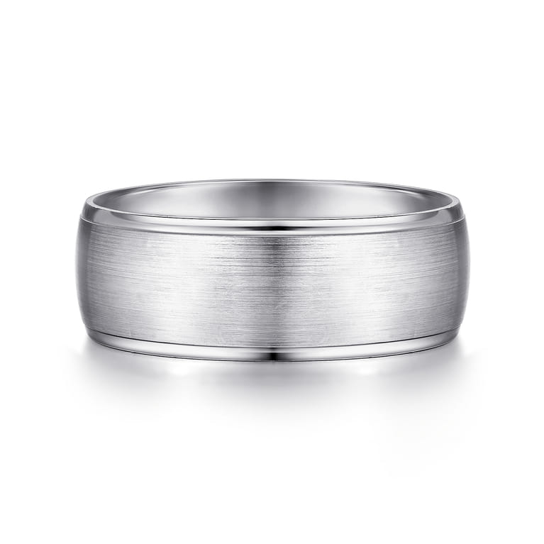 Nathaniel - 14K White Gold 8mm - Men's Wedding Band in Satin Finish - Shot 1