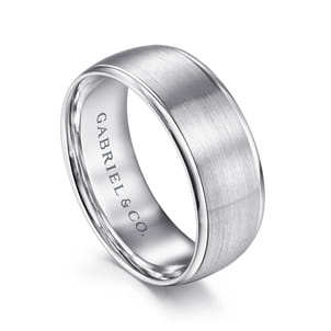Nathaniel - 14K White Gold 8mm - Men's Wedding Band in Satin Finish