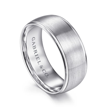 Nathaniel - 14K White Gold 8mm - Men's Wedding Band in Satin Finish