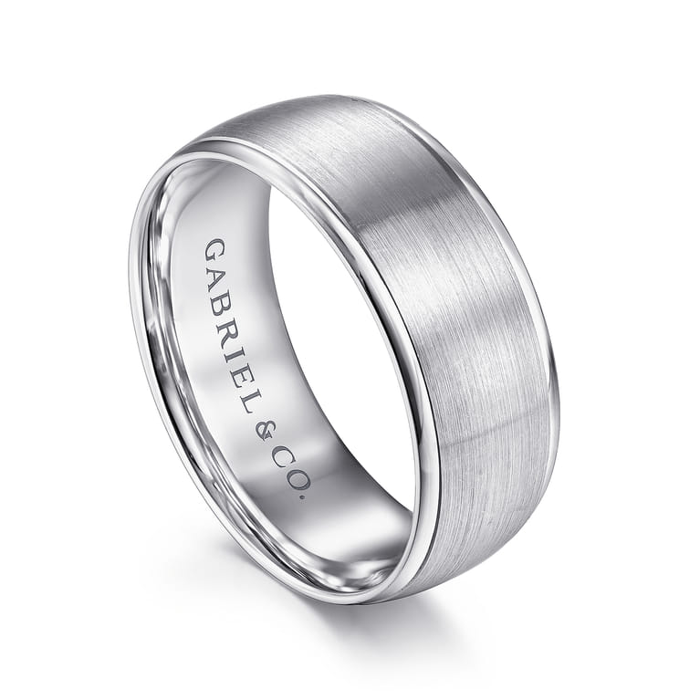 Nathaniel - 14K White Gold 8mm - Men's Wedding Band in Satin Finish - Shot 3