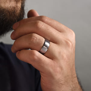 Nathaniel - 14K White Gold 8mm - Men's Wedding Band in Satin Finish