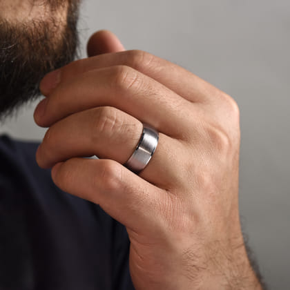 Nathaniel - 14K White Gold 8mm - Men's Wedding Band in Satin Finish