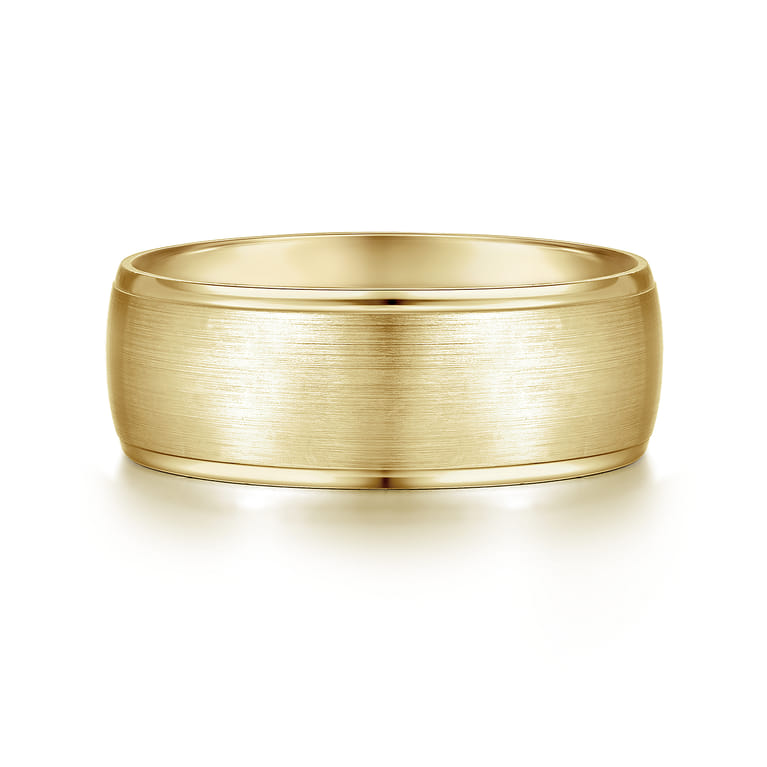 Nathaniel - 14K Yellow Gold 8mm - Men's Wedding Band in Satin Finish - Shot 1