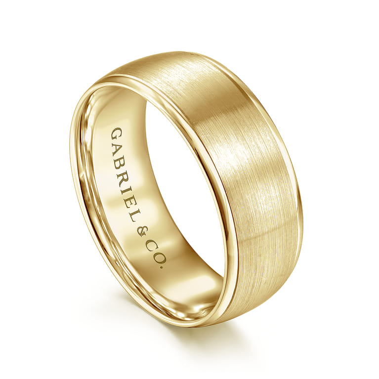 Nathaniel - 14K Yellow Gold 8mm - Men's Wedding Band in Satin Finish - Shot 3