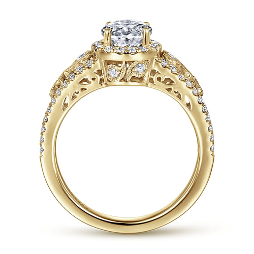 Nayana - Vintage Inspired 14K Yellow Gold Oval Halo Diamond Engagement Ring - 0.5 ct - Shot 2