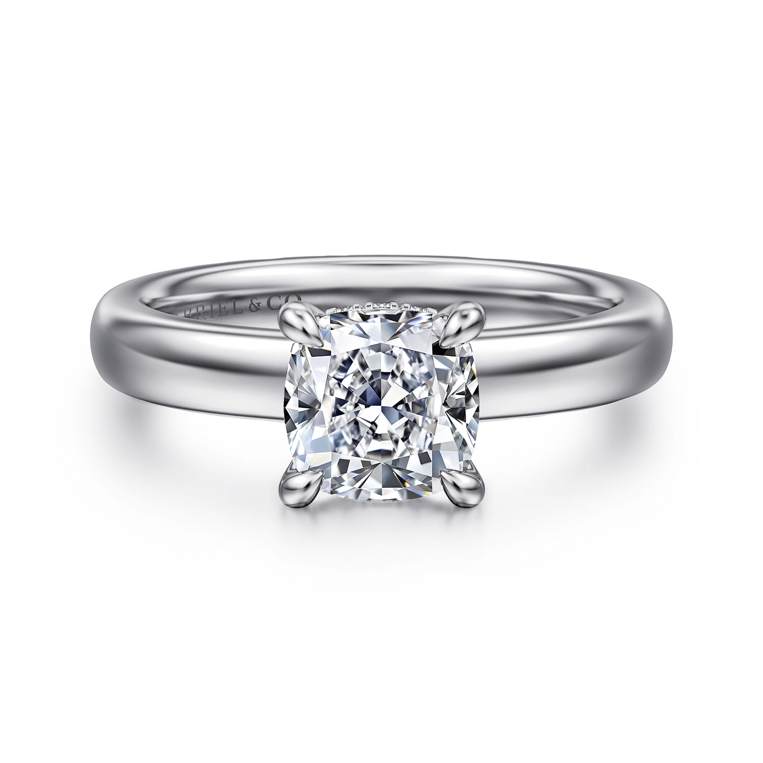 Neema - 14K White Gold Cushion Cut Diamond Engagement Ring