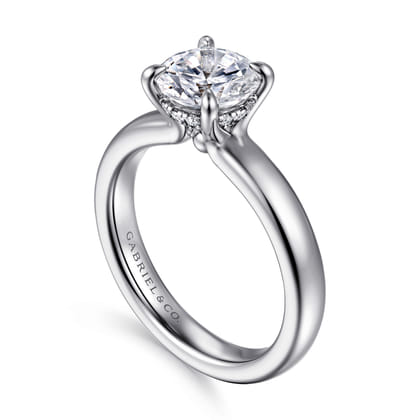 Neema - 14K White Gold Round Diamond Engagement Ring