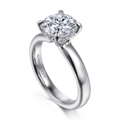 Neema - 14K White Gold Round Diamond Engagement Ring