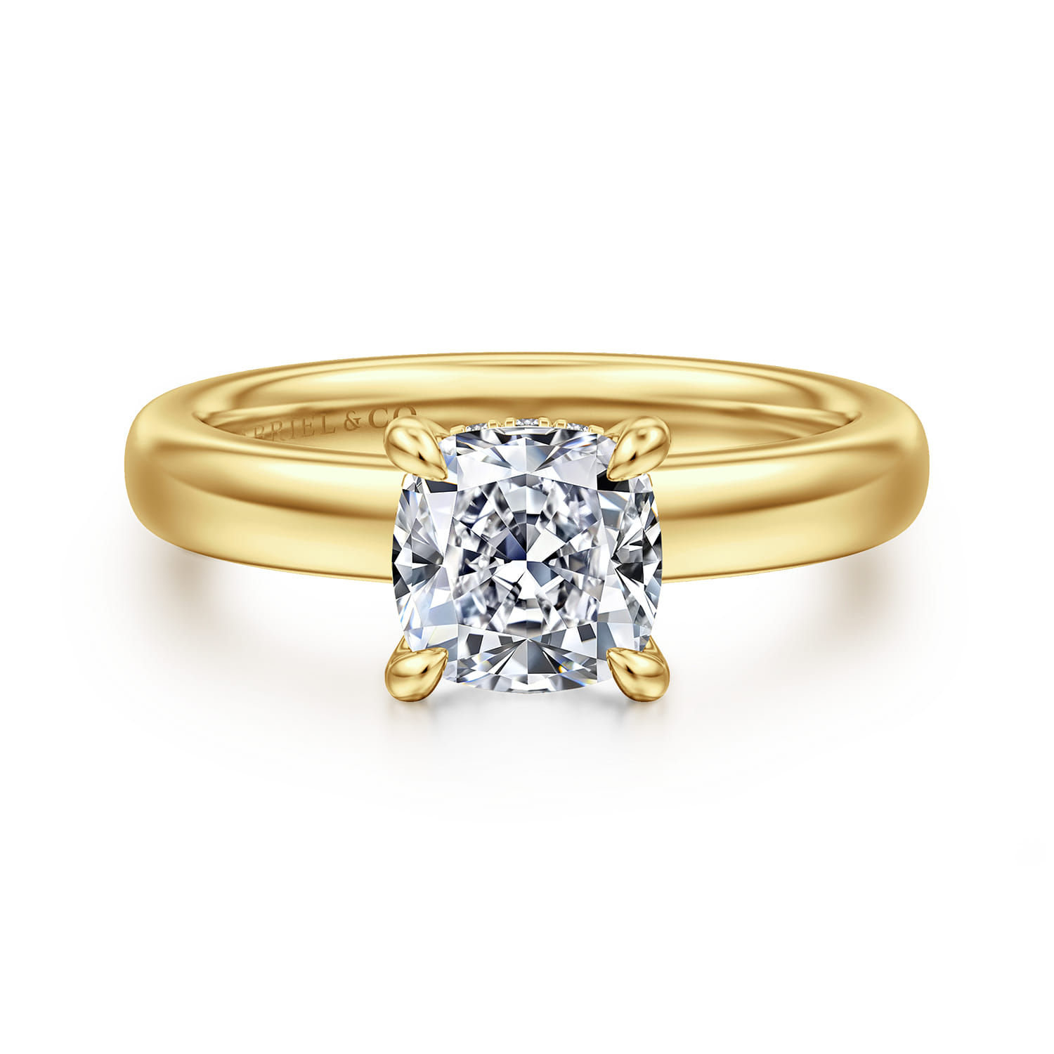 Neema - 14K Yellow Gold Cushion Cut Diamond Engagement Ring