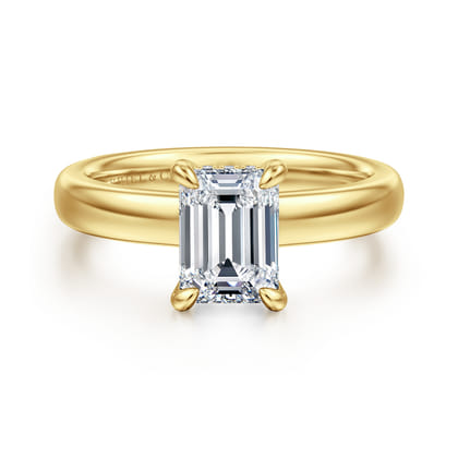 Neema - 14K Yellow Gold Emerald Cut Diamond Engagement Ring