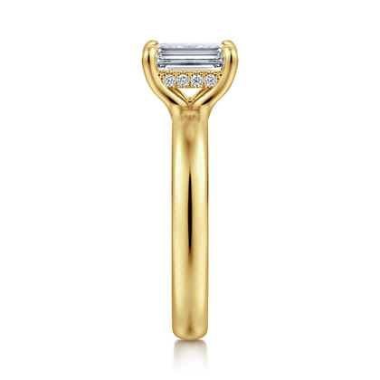Neema - 14K Yellow Gold Emerald Cut Diamond Engagement Ring