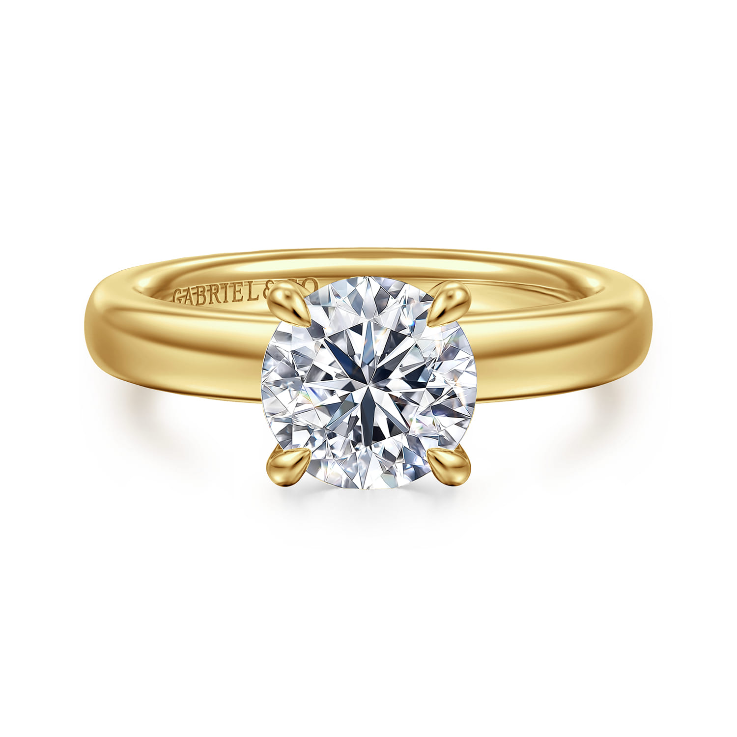 Neema - 14K Yellow Gold Round Diamond Engagement Ring