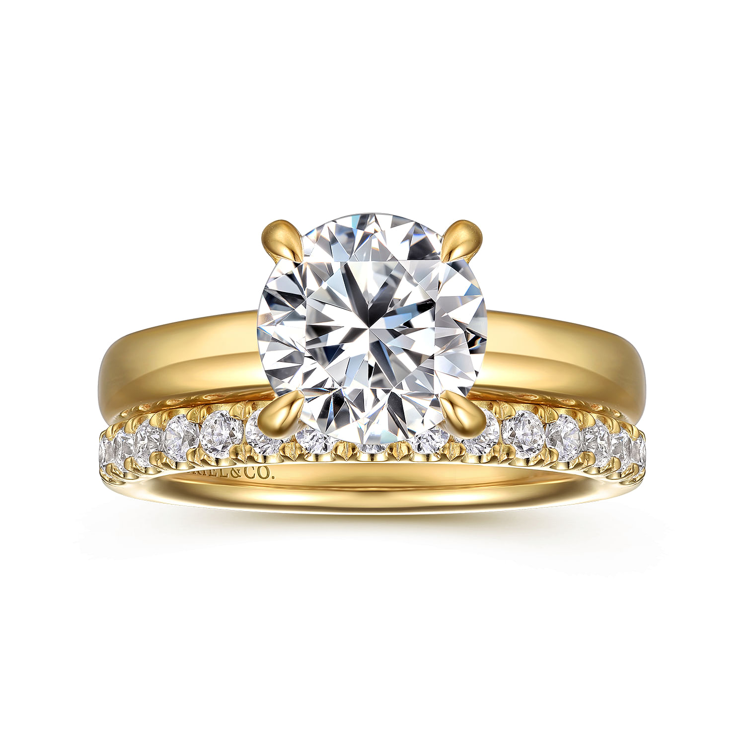 Neema - 14K Yellow Gold Round Diamond Engagement Ring