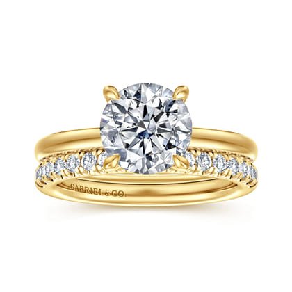 Neema - 14K Yellow Gold Round Diamond Engagement Ring