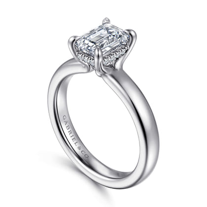 Neema - 18K White Gold Emerald Cut Diamond Engagement Ring