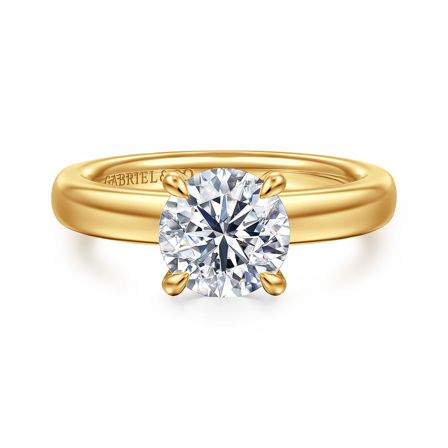 Neema - 18K Yellow Gold Round Diamond Engagement Ring