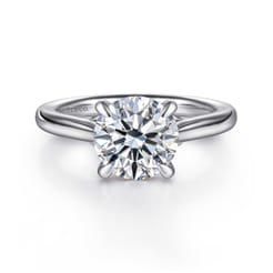 Nelia - 14K White Gold Round Lotus Diamond Engagement Ring