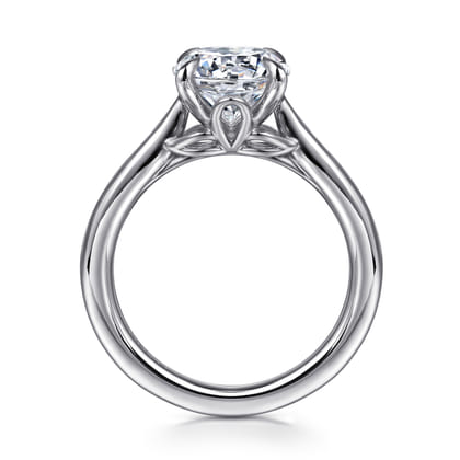 Nelia - 14K White Gold Round Lotus Diamond Engagement Ring