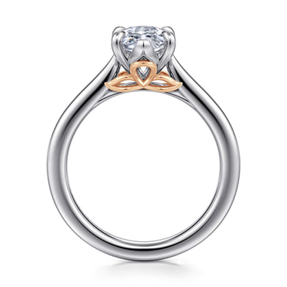 Nelia - 14K White-Rose Gold Marquise Shape Lotus Diamond Engagement Ring